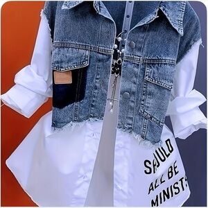 Denim Vest with White Shirt